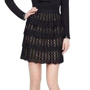 Ann Taylor Black Lace Mini skirt 10 tiered Goth Steampunk Whimsigoth Feminine